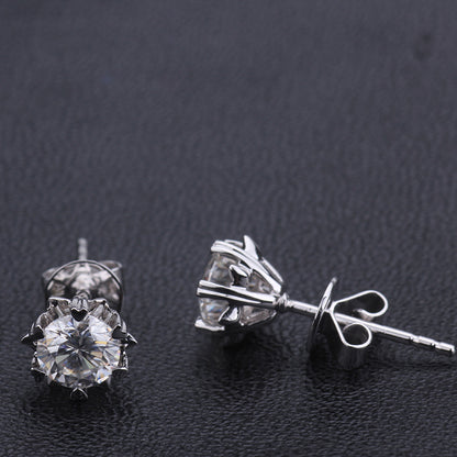 0.50ct/1ct Moissanite Earrings with Classic Six-Prong Snowflake Design in S925 Sterling Silver Wikie Jewelry