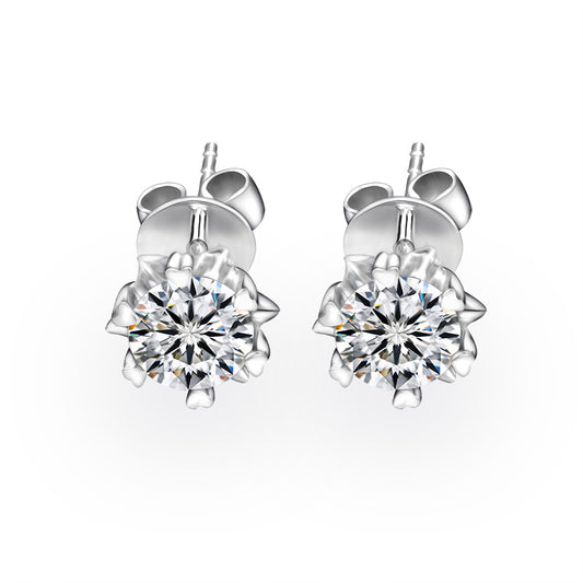 0.50ct/1ct Moissanite Earrings with Classic Six-Prong Snowflake Design in S925 Sterling Silver Wikie Jewelry