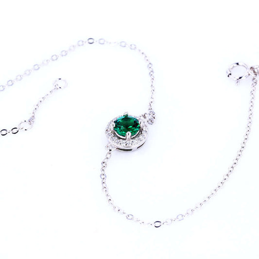 Emerald Bracelet with S925 Silver Plated in K Gold featuring Moissanite Accent Stones Wikie Jewelry
