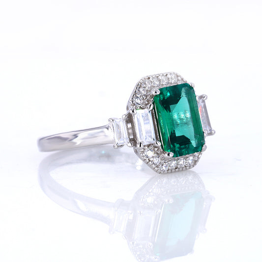 S925 Silver 1.5ct Columbia Cultivation Emerald Women's adjustale Emerald Ring Wikie Jewelry