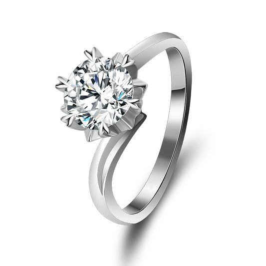 Simple Heart Design 0.50 -1-3ct Moissanite Ring with Six Claw Twist Shank Wikie Jewelry