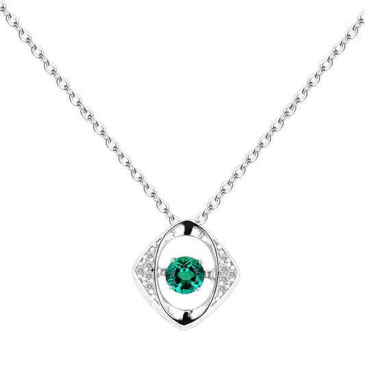Gold-Plated S925 Sterling Silver Cultured Regeneration Emerald Accented Moissanite Pendant Necklace Wikie Jewelry