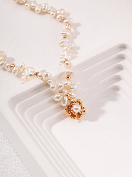 Camellia Vintage Pearl Necklace