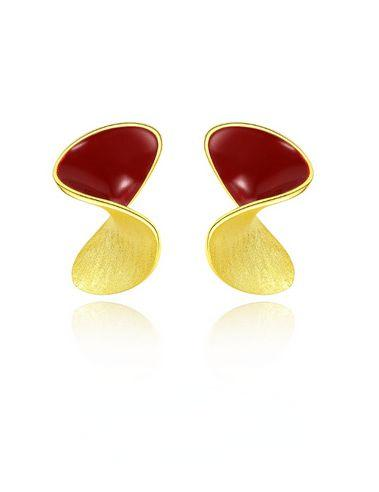 Red Oil-drop Glaze Earrings E0604