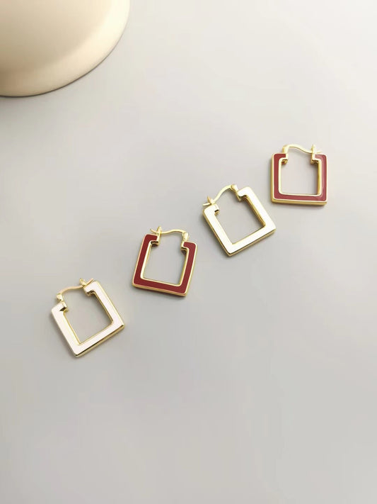 Red / White Oil-drop Glaze Earrings E0590